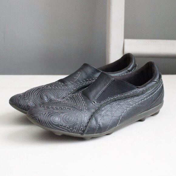 Puma Archive Women's Black Leather Japanese Embroidered Yin Sneakers Size 8.5 - Picture 2 of 8